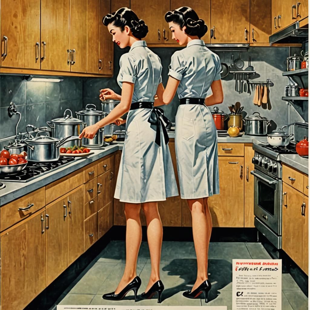 Retro 1950s Cooking Advertisement with Pinup Style