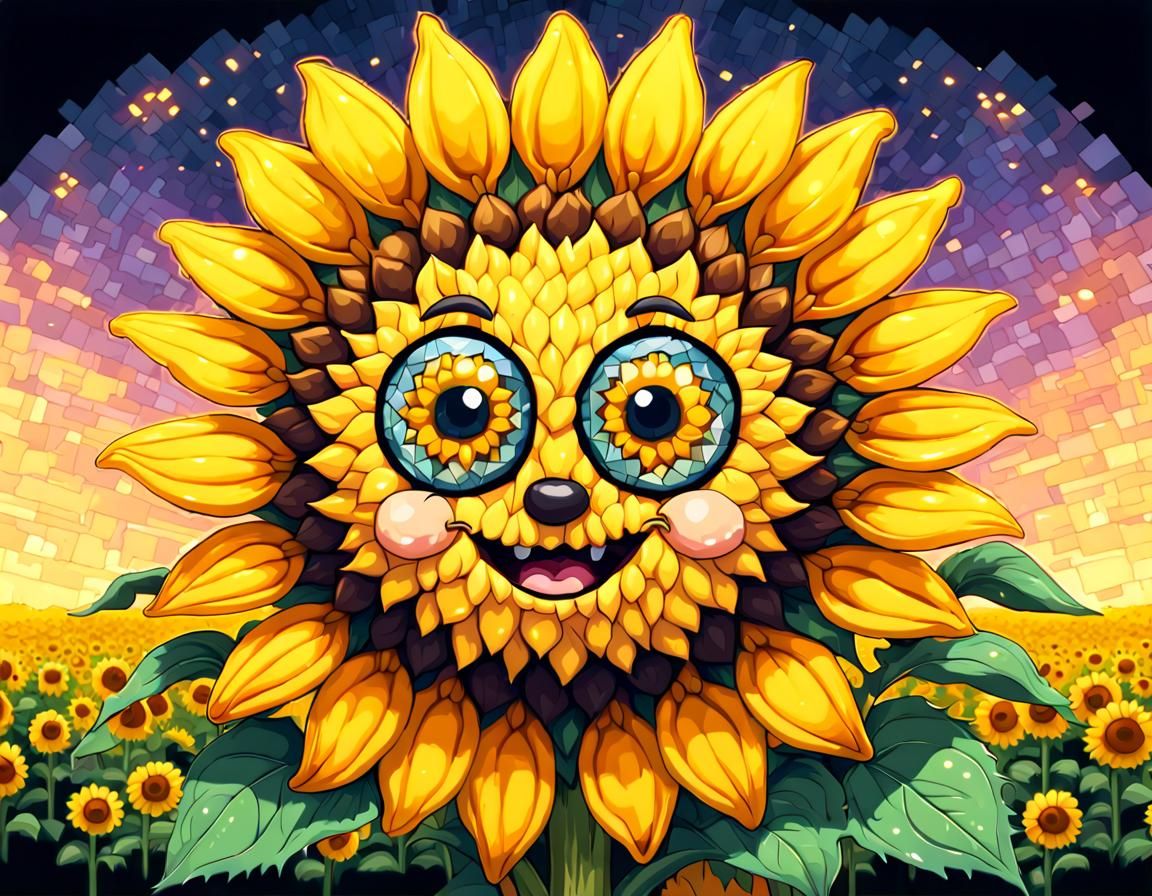 happy pixel sunflower