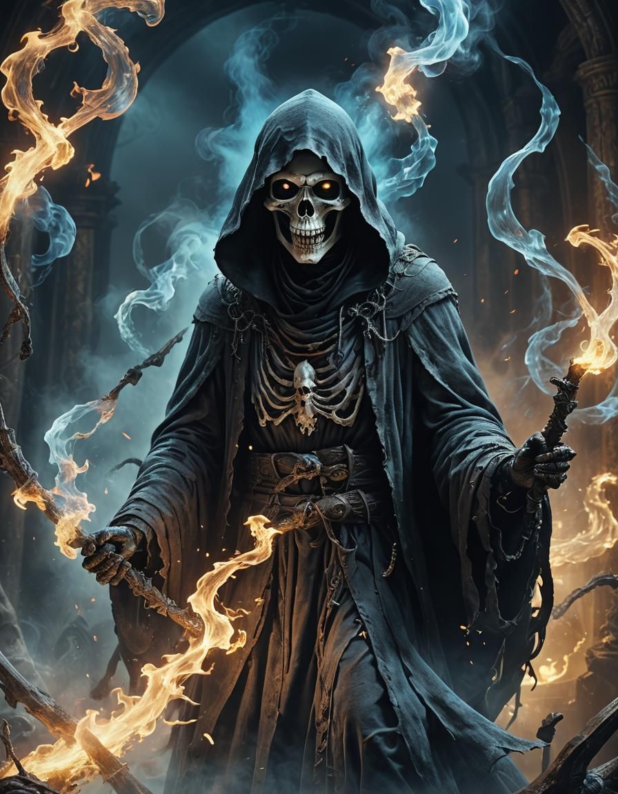 Ethereal Grim Reaper in a Fantasy Macro Photograph