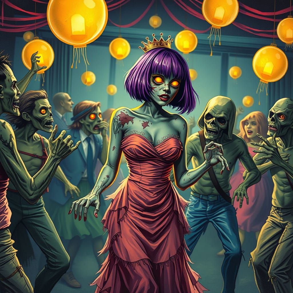 Zombie Prom Queen Erika in Vintage Americana Style