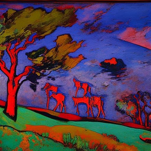 Surreal Landscape with Goose in Expressionist Style