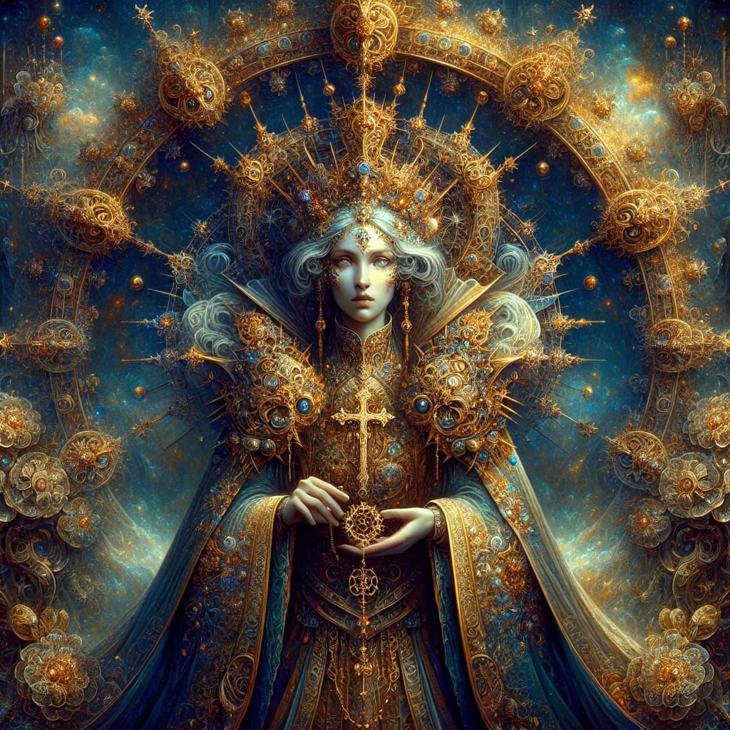 Queen with Rosary: Fantastical Religious Matte Painting