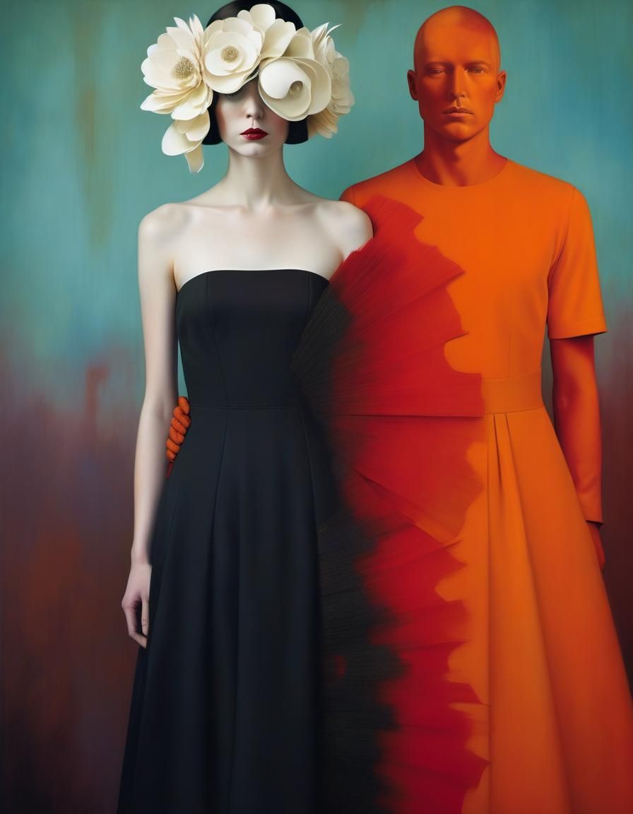 Colorful Dress Portrait in Comic Book Art Style