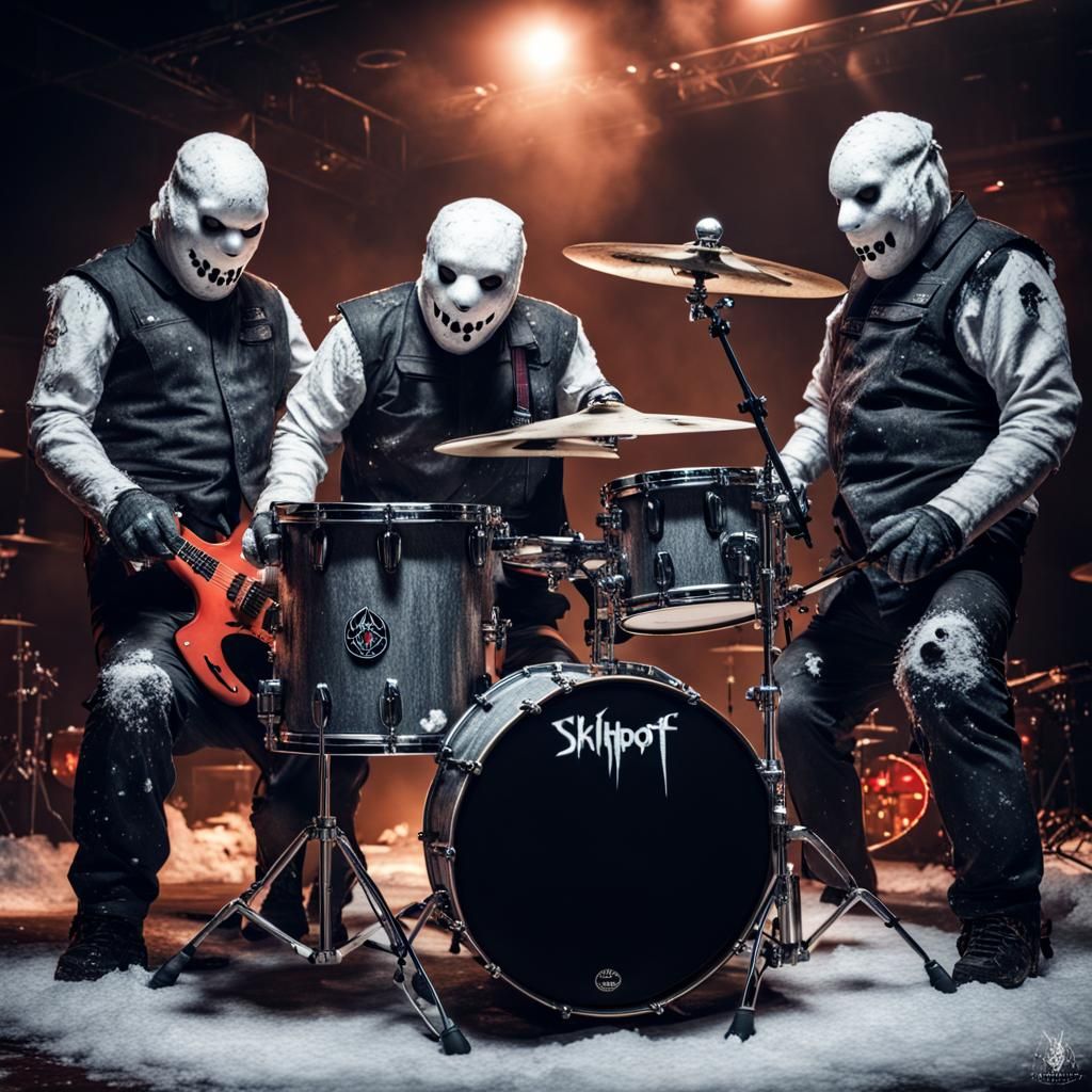 Hyperrealistic Snowmen Band Playing as Slipknot
