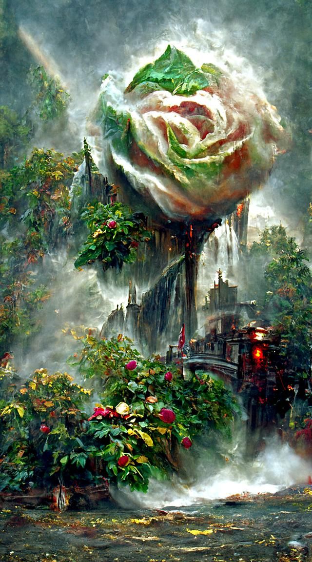 Hyperrealistic Crying Rose with Volumetric Lighting