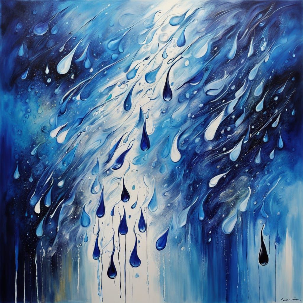 Abstract Raindrops in Bold Emotional Palette