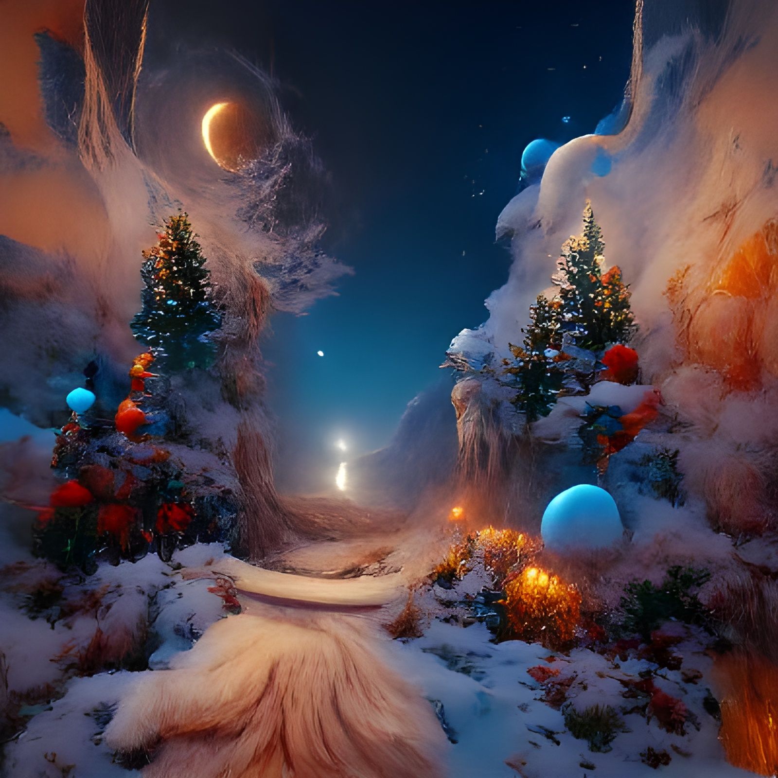 Magical Christmas Scene with Ethereal Lighting