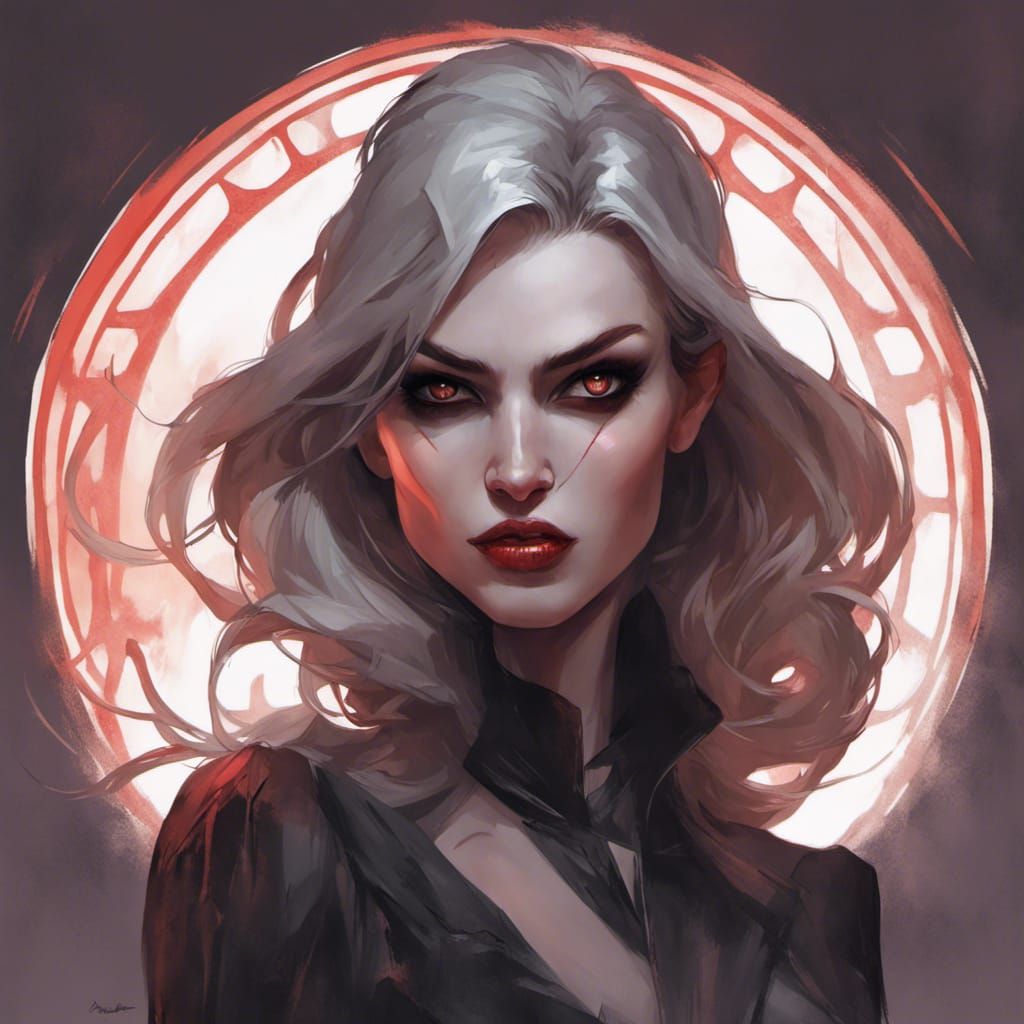 Modern Goth Vampire in Dynamic Lighting