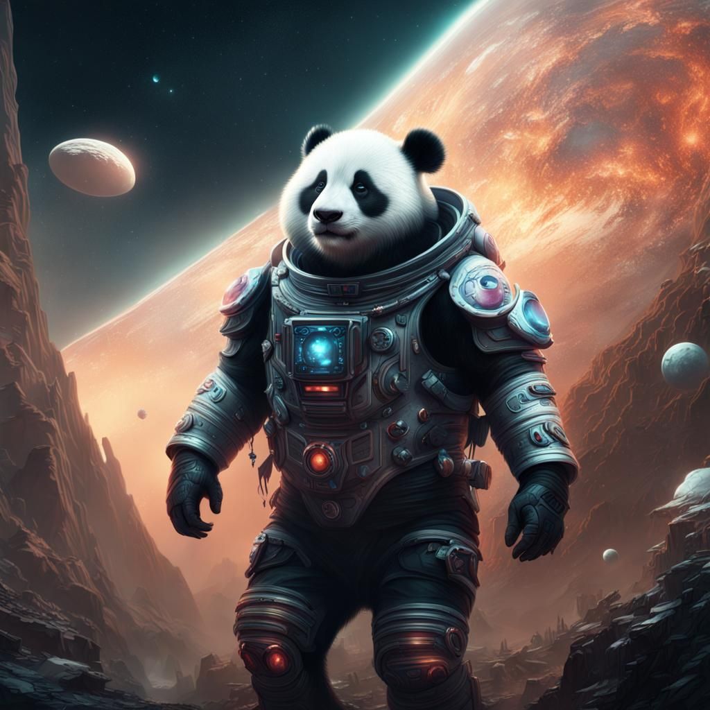 Epic Space Panda Digital Matte Painting