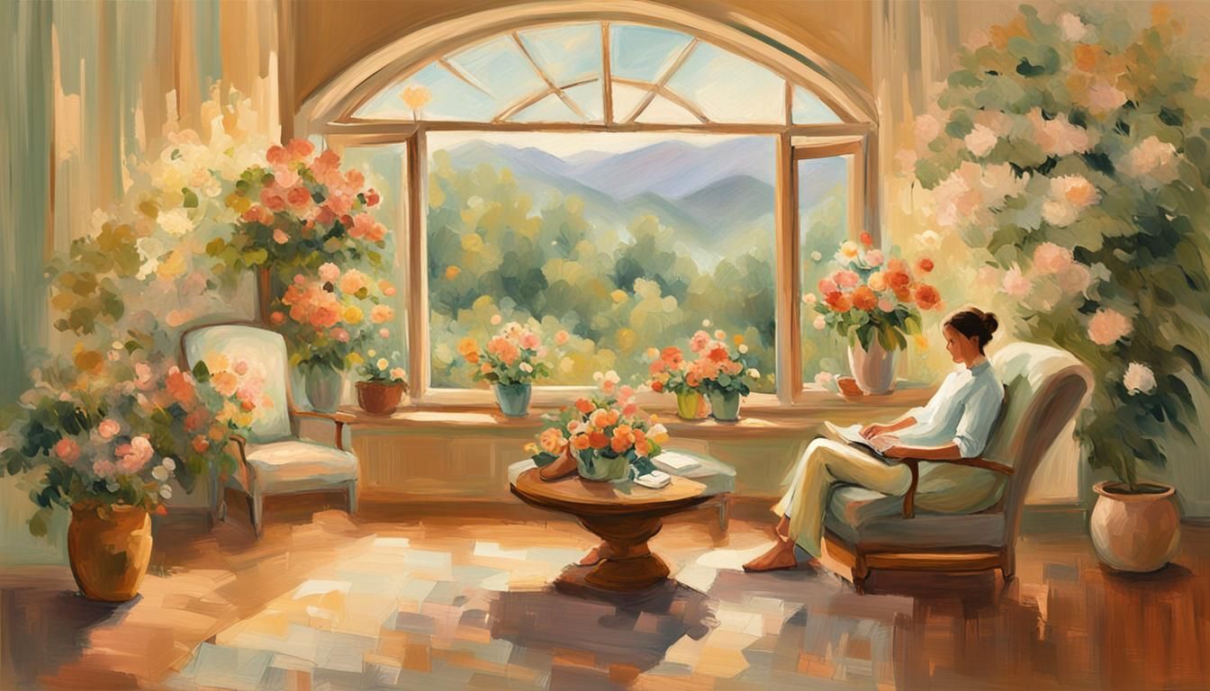 Impressionist Therapy Room with Flowers and Nature View