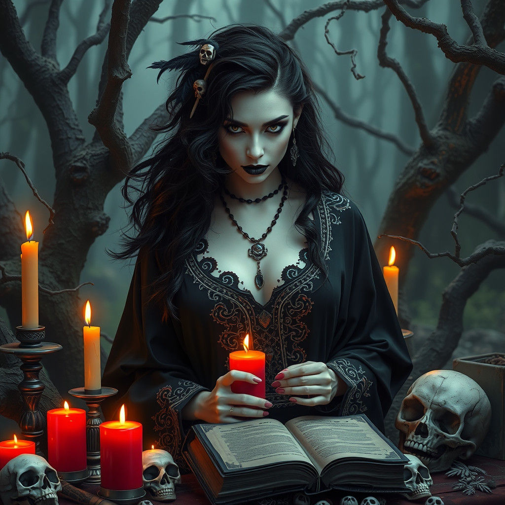 Mystic Necromancer Portrait in Acrylic Painting Style