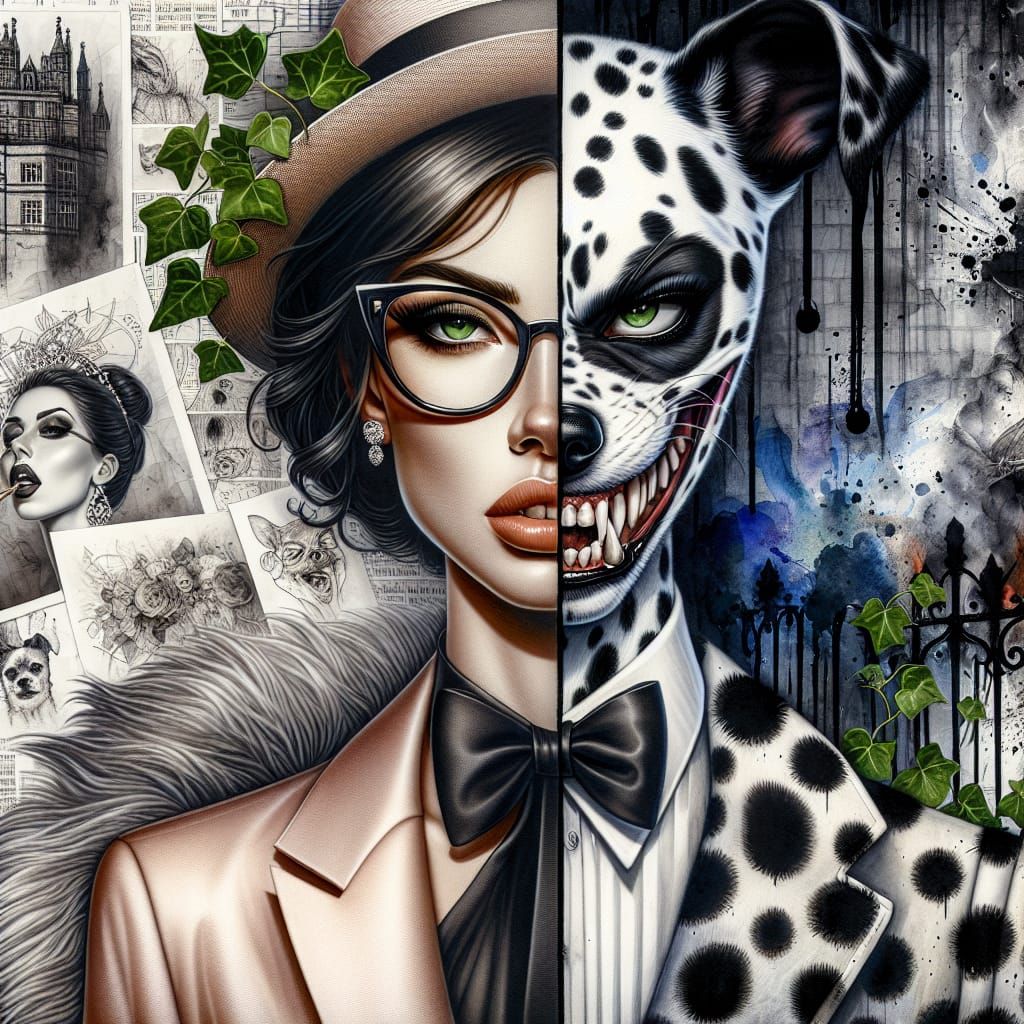 Elegant Fashionista vs Wild Duality in Realistic Art