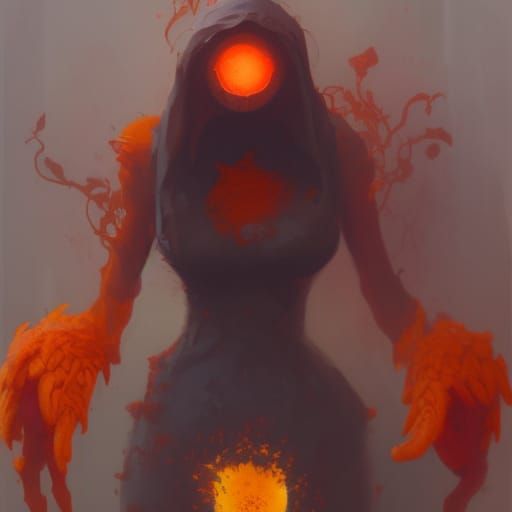 Sinister Orange Flower Monster by Rutkowski Style