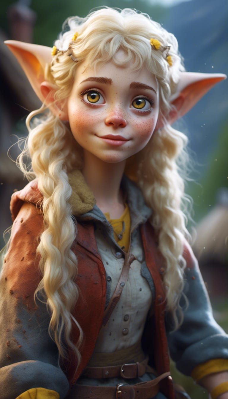 Hyperrealistic Photo of a Beautiful Freckled Gnome