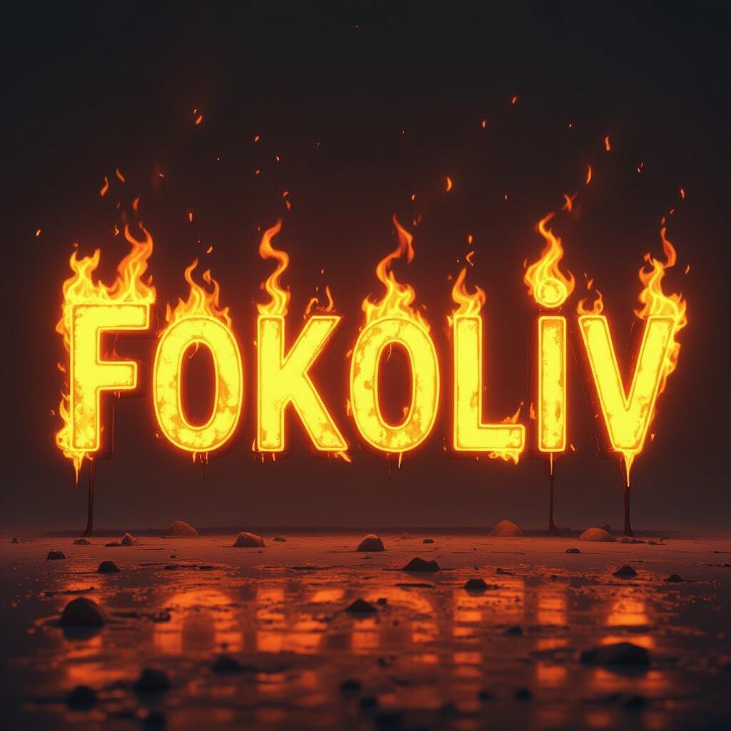 Fiery FOKOLIV Letters in Retro Sci-Fi Style