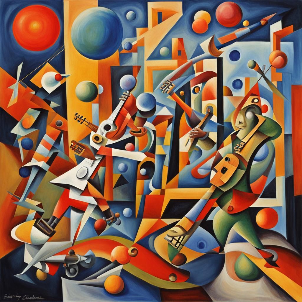 Abstract Cubist Playful Composition