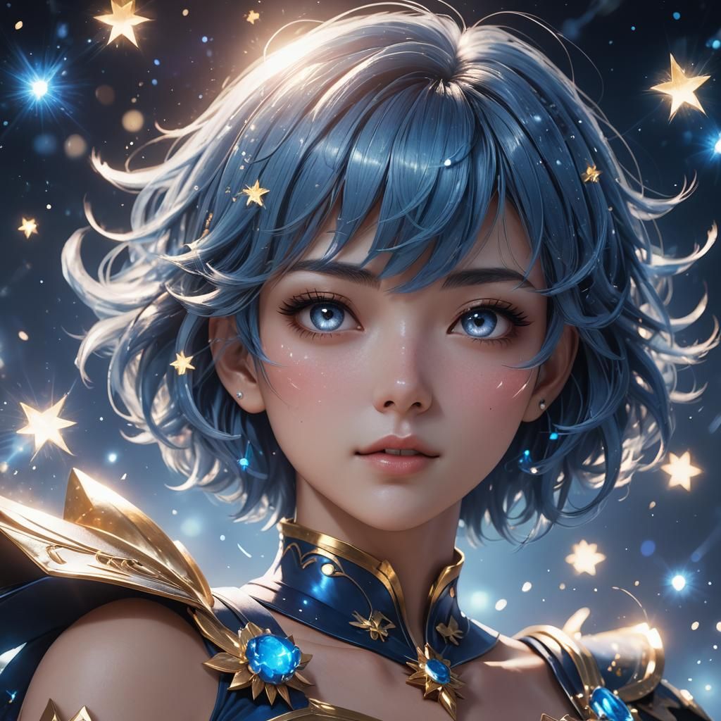 Surreal Magical Girl Unveils Radiant Transformation in Moonl...