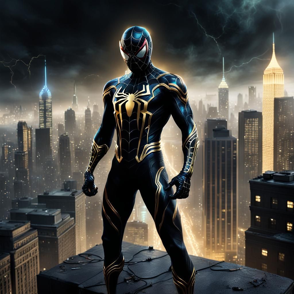 Spiderman in Black and Gold Venom Suit