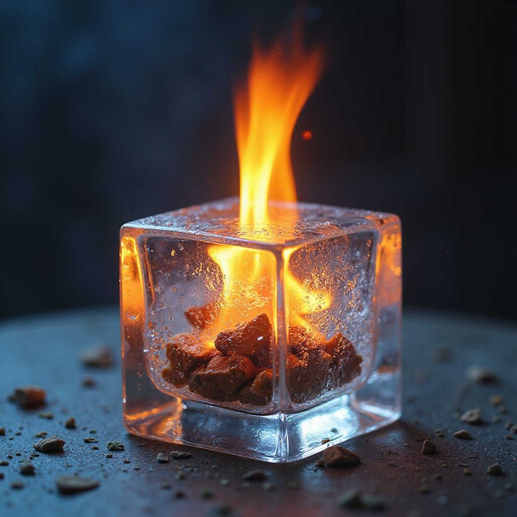 Surreal Flame Illuminates Crystal in Brilliant Double Exposu...