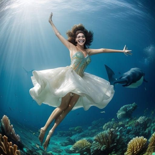 Underwater Dance Party with Vibrant Sea Creatures in a Whims...