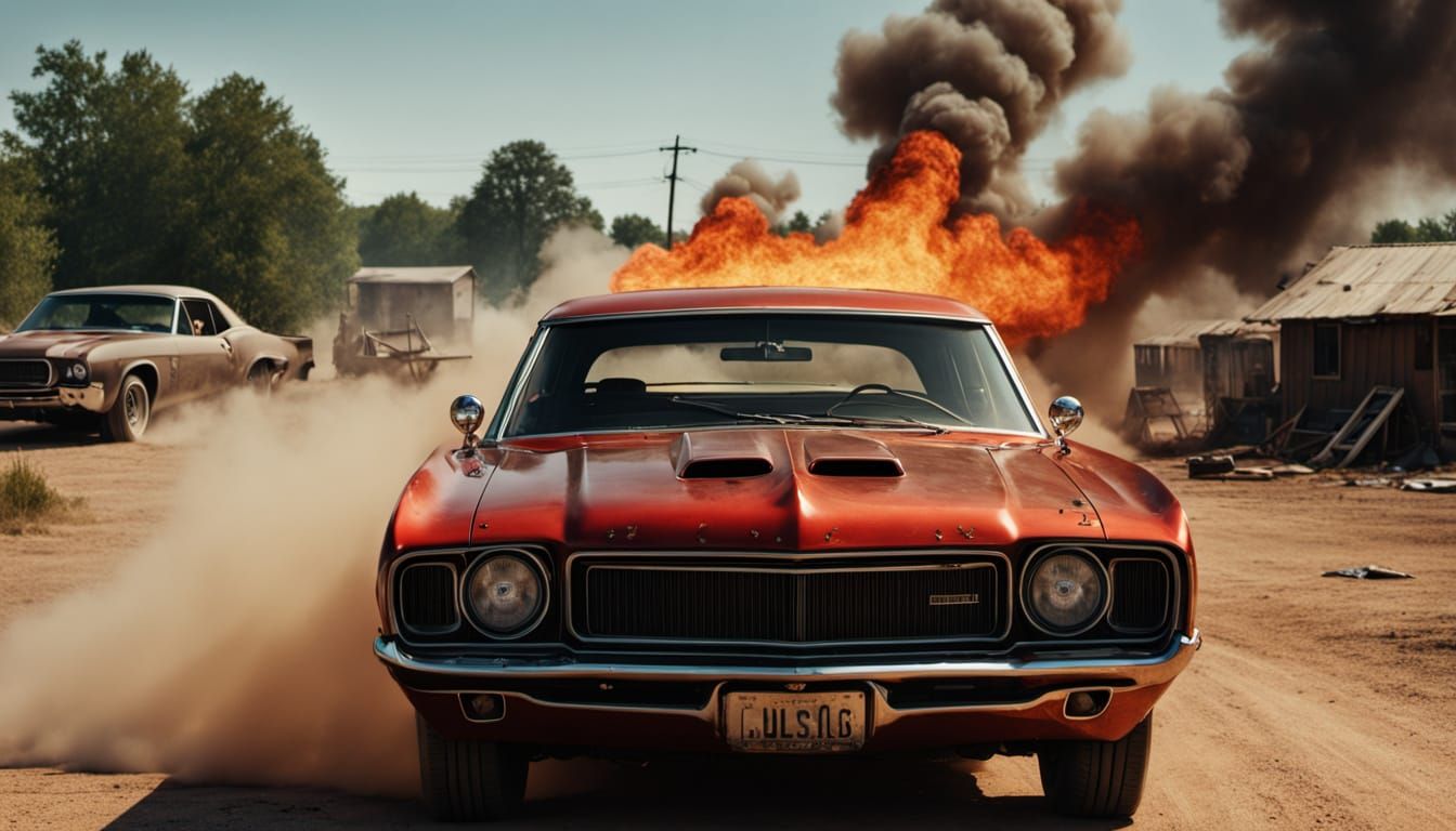 Red-Bearded Driver in Explosive Action Scene