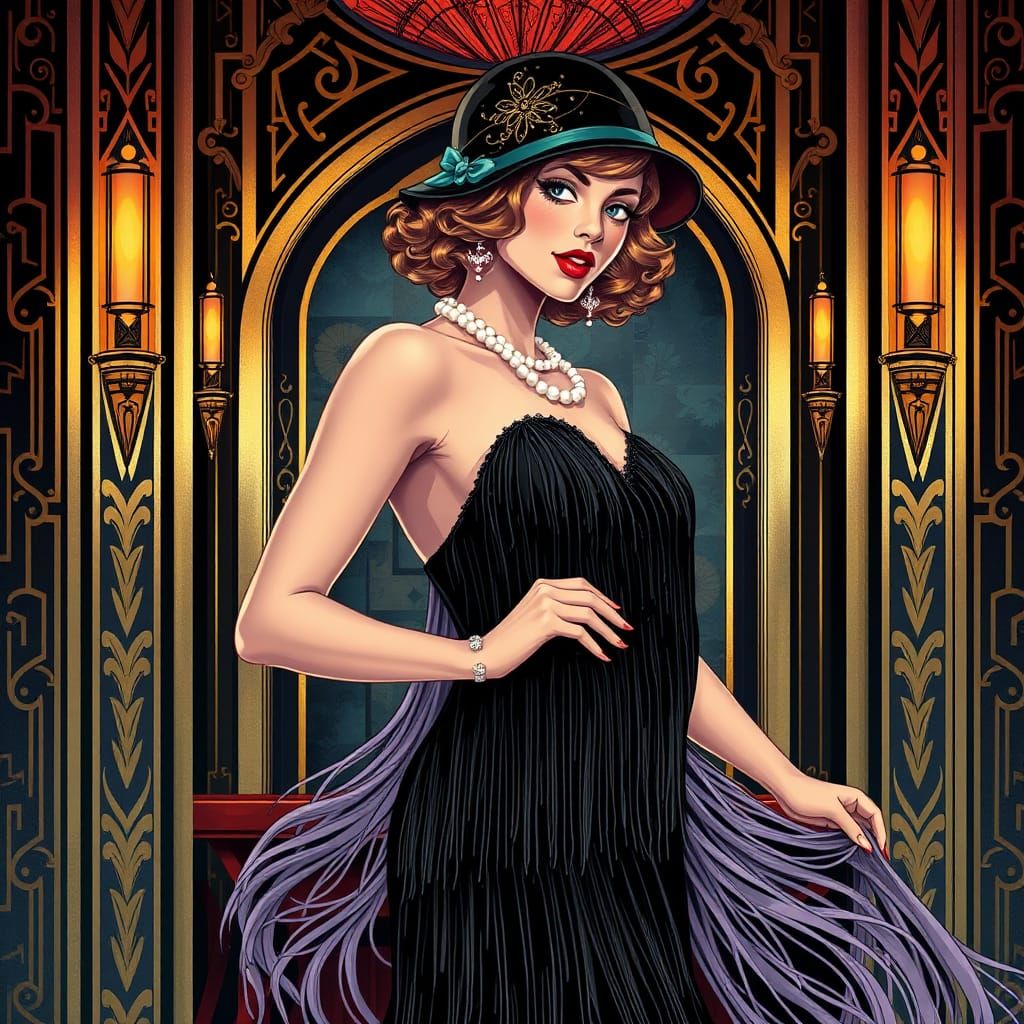Flapper in Art Deco Style
