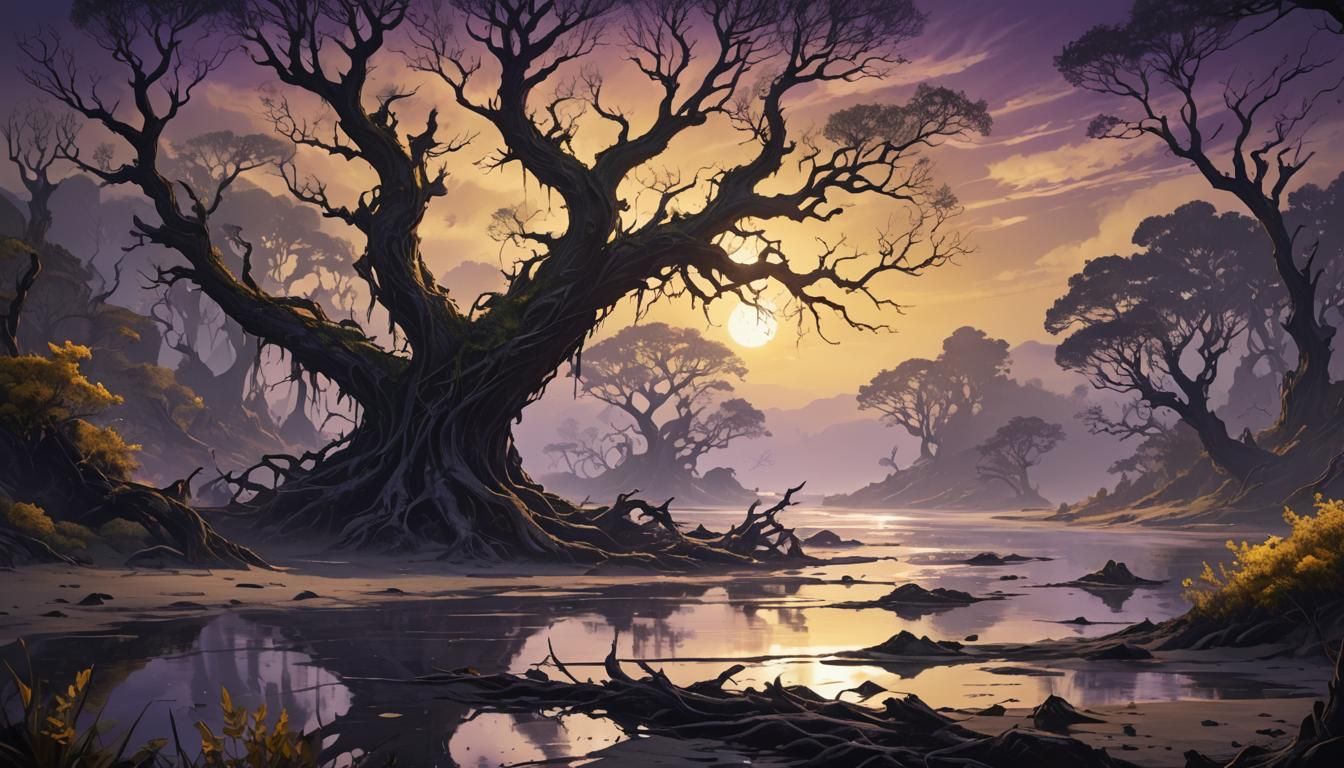 Ethereal River Estuary in Dark Fantasy Concept Art