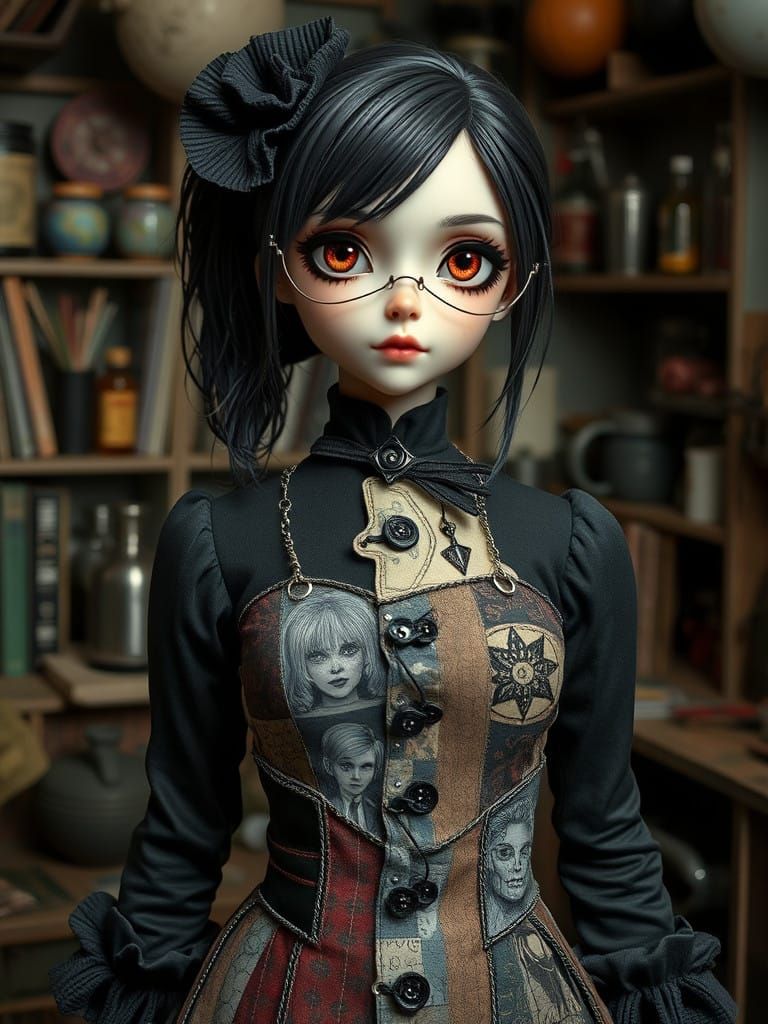 Victorian Gothic Patchwork Doll as BJD Anime Art Piece