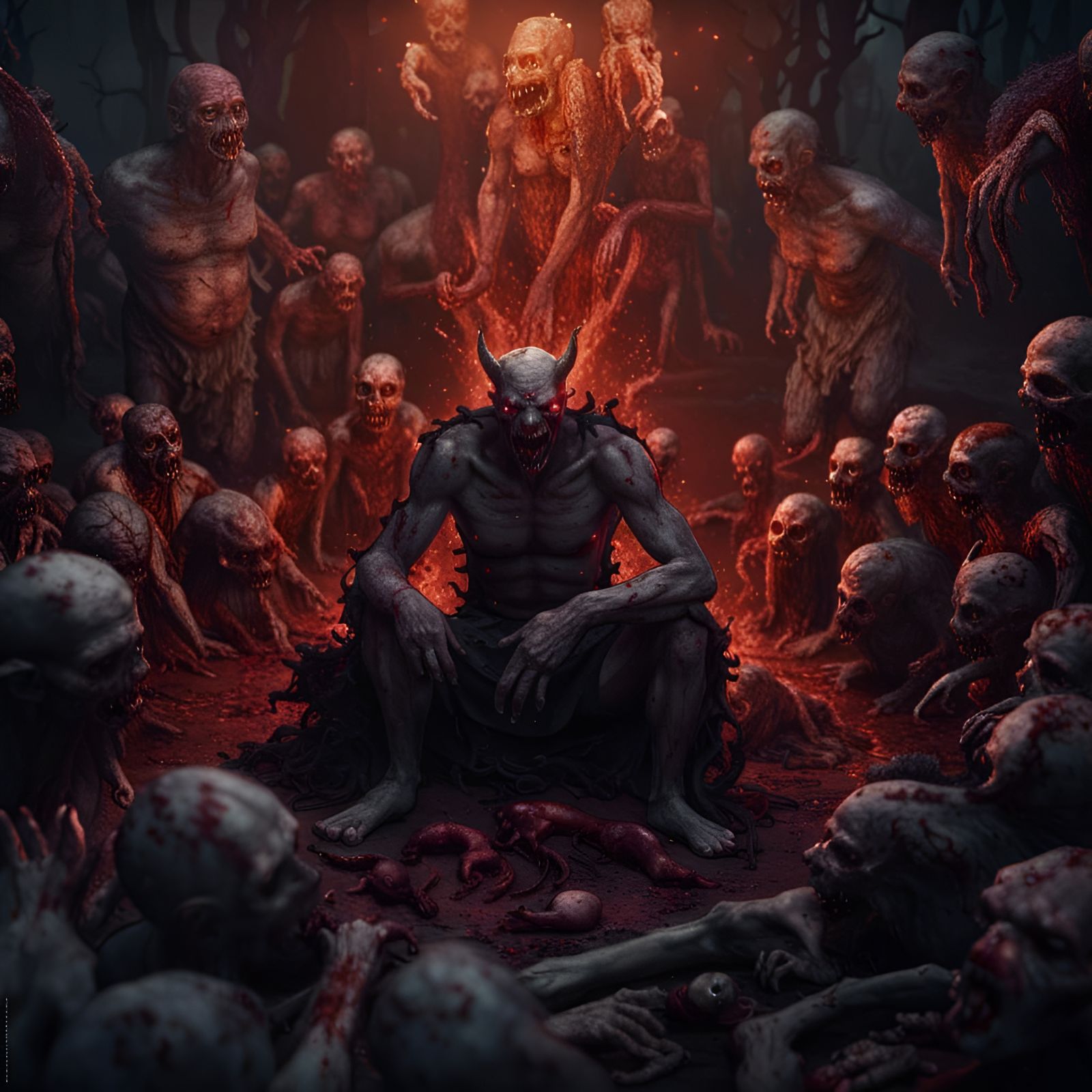 Demonic Feast in Hell: A Detailed Matte Painting