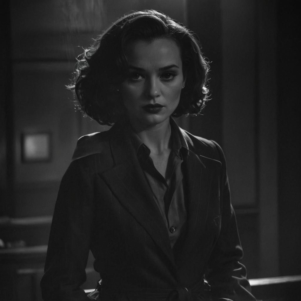 Dramatic Film Noir Portrait of a Femme Fatale