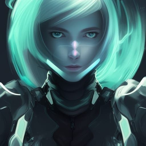 Ethereal Zero Suit Samus Portrait in Art Nouveau Style