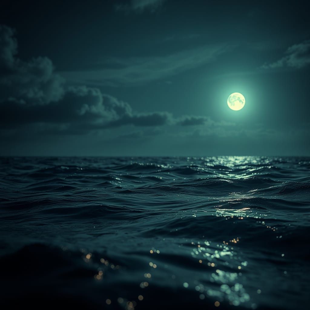 Hyperrealistic Swimmers in Moonlit Waters