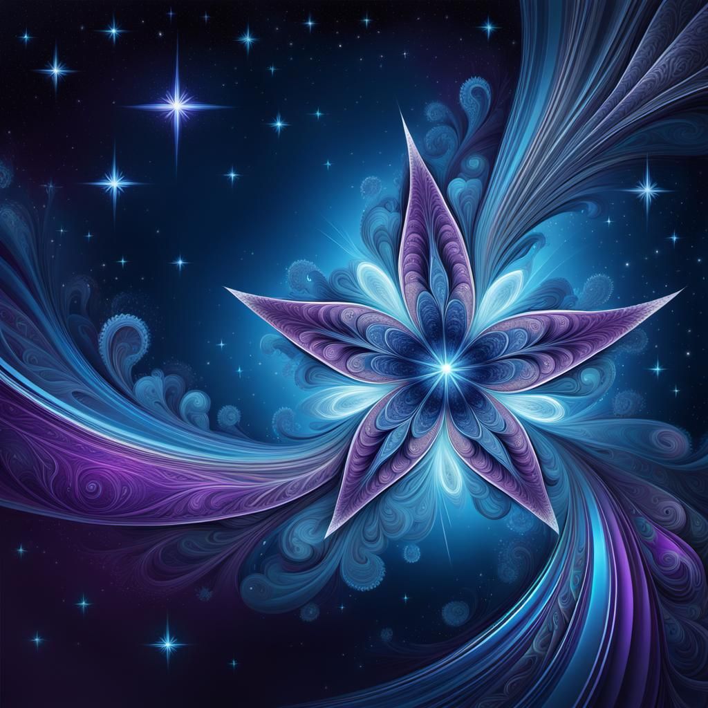 Abstract Fractal Shooting Star in a Cerulean Sky