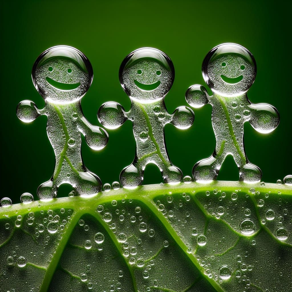 Macro Dewdrop Water People on Ocean Surface