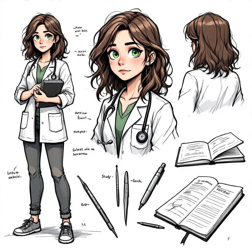 Female Medical Student Character Design Sketch
