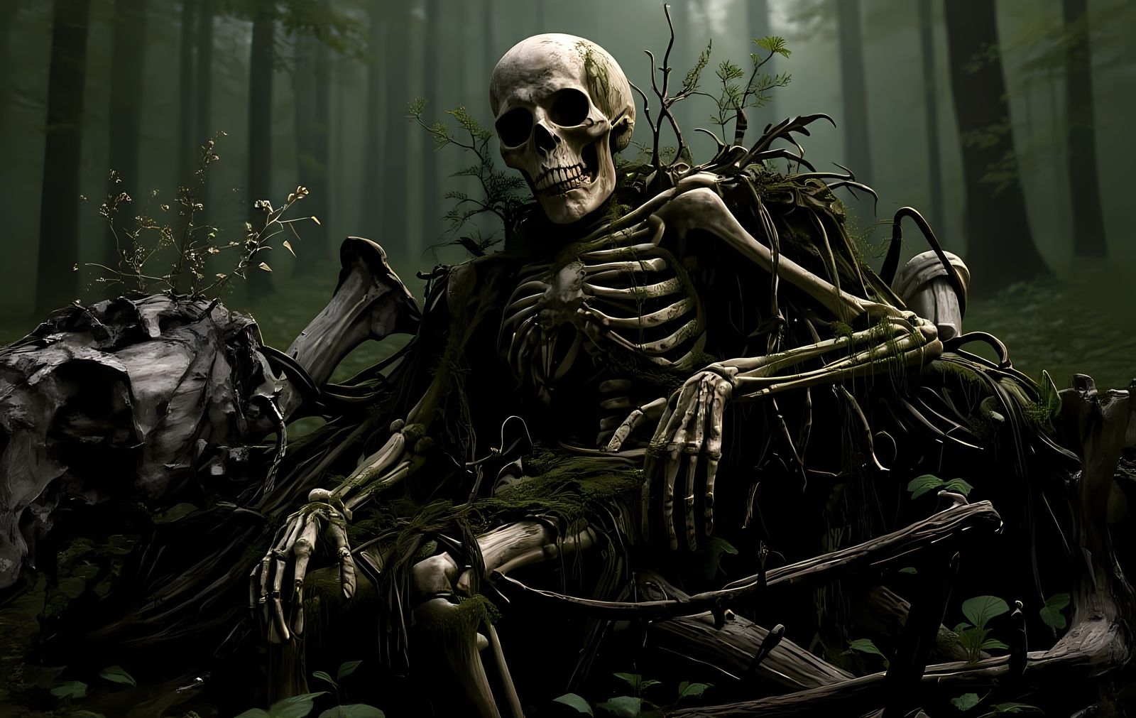 Rooted Skeleton: Detailed Fantasy Concept Art