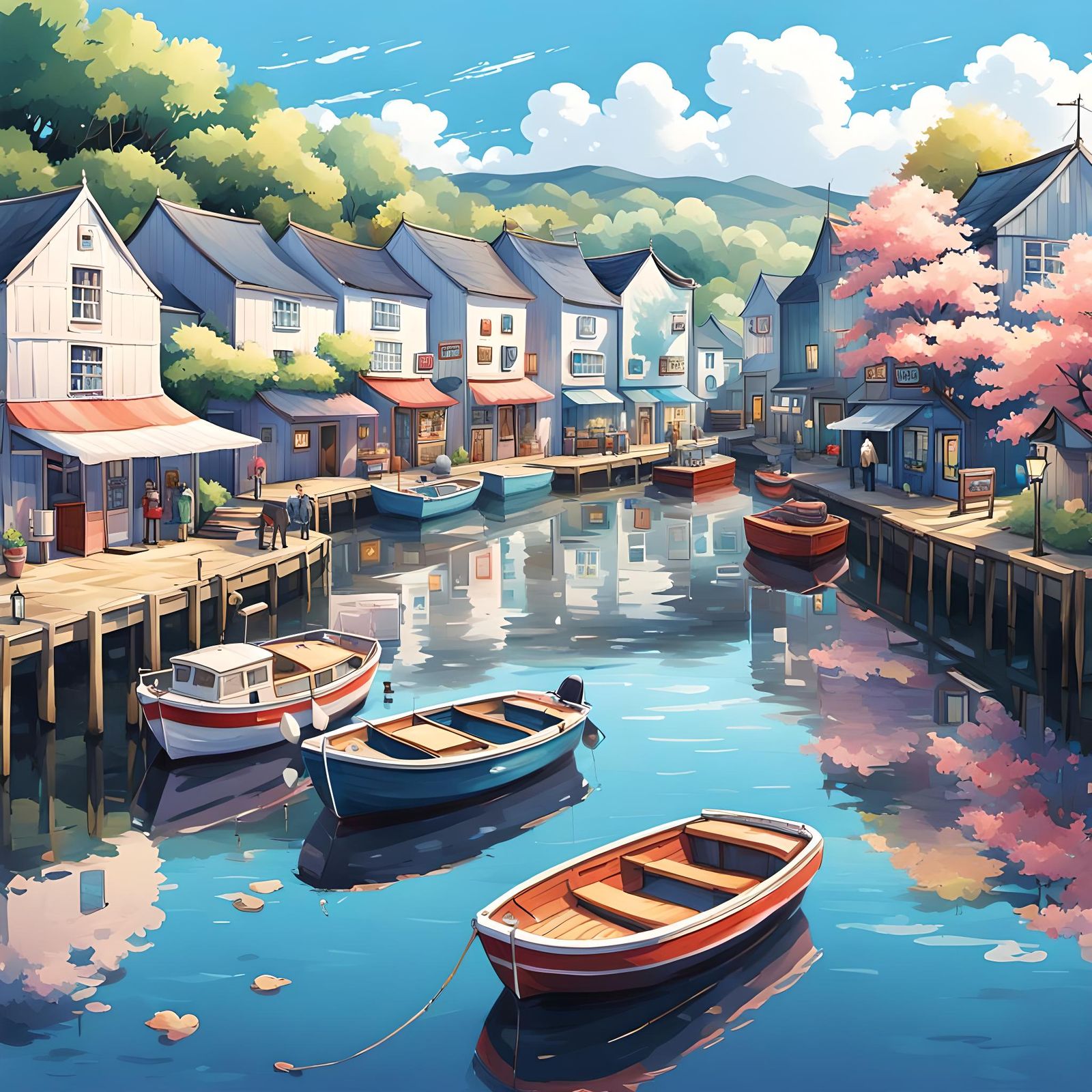 Charming UK Marina in Anime Art Style