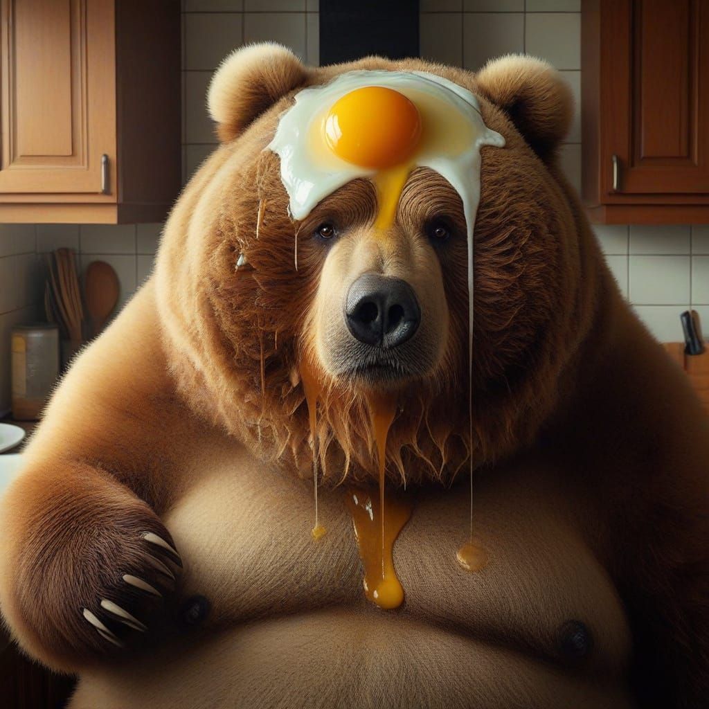 Frustrated Kodiak Bear in the Kitchen