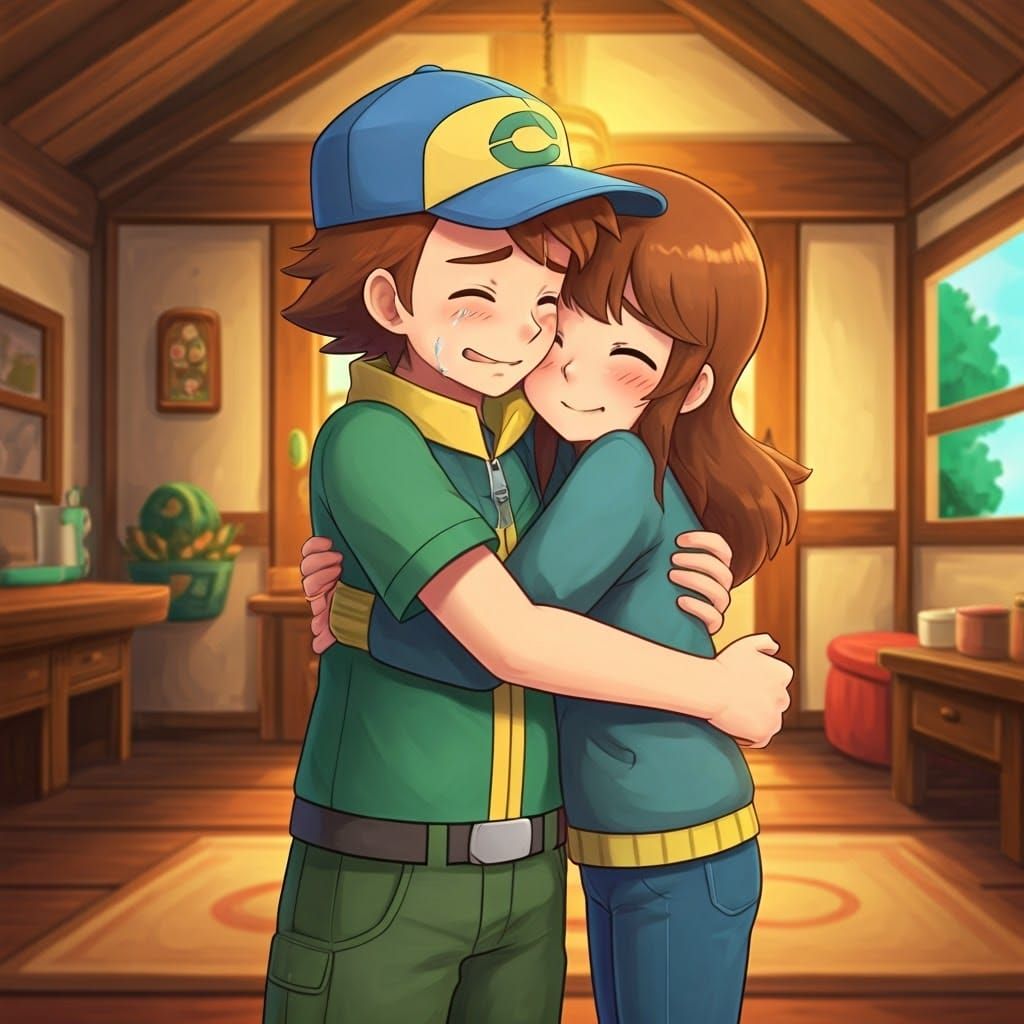 Pokémon Trainer Ritchie Hugs Sister in Heartwarming Scene