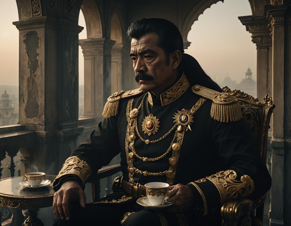 Dictator's Ominous Morning Tea: A Cinematic Still