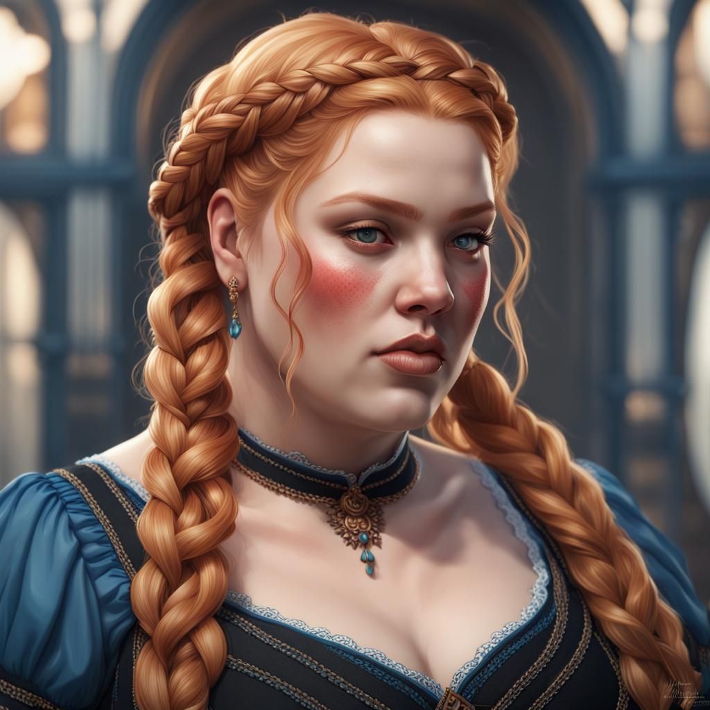 Strawberry Blonde Woman Portrait in Art Nouveau Style