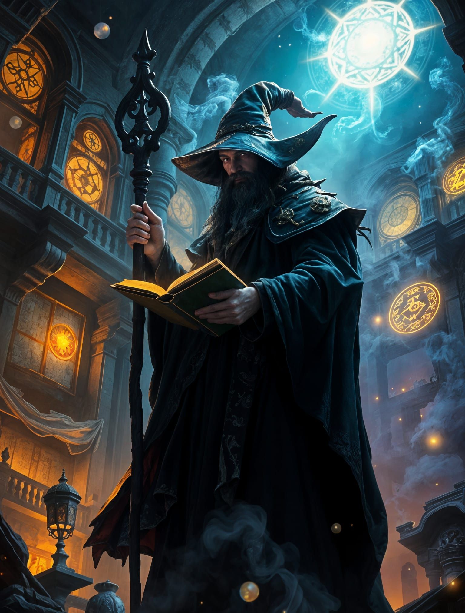 Mystical Wizard in Dark Fantasy Style