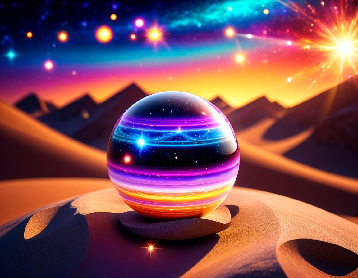 Radiant Solar System in a Sphere: Digital Art