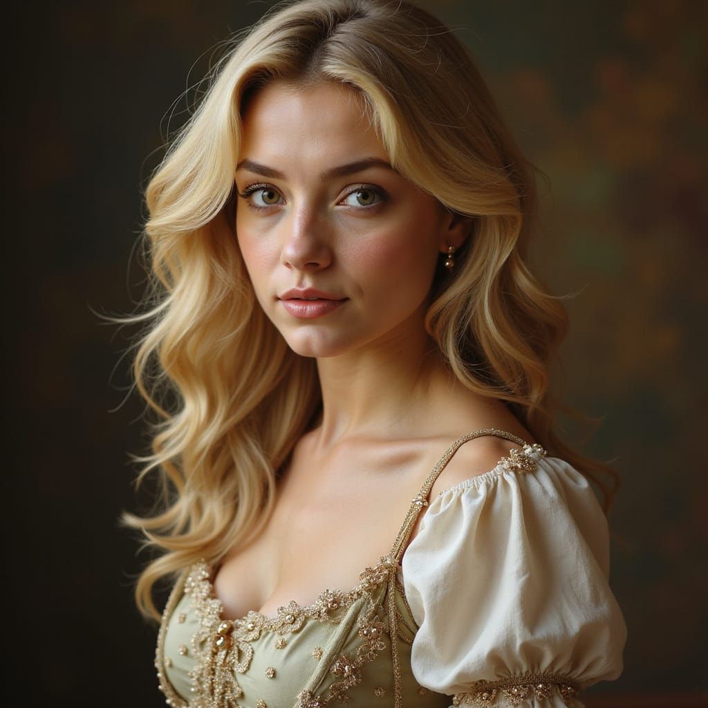 Portrait of a Beautiful Woman with Enigmatic Expression