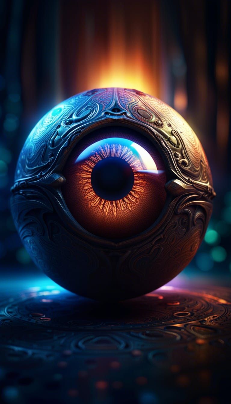 Mystical Orb with Eye in Photorealistic 3D
