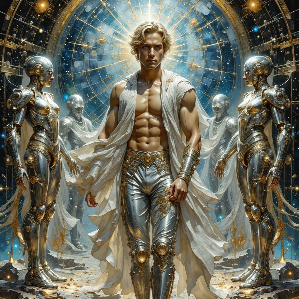 Futuristic Man in Art Nouveau Style