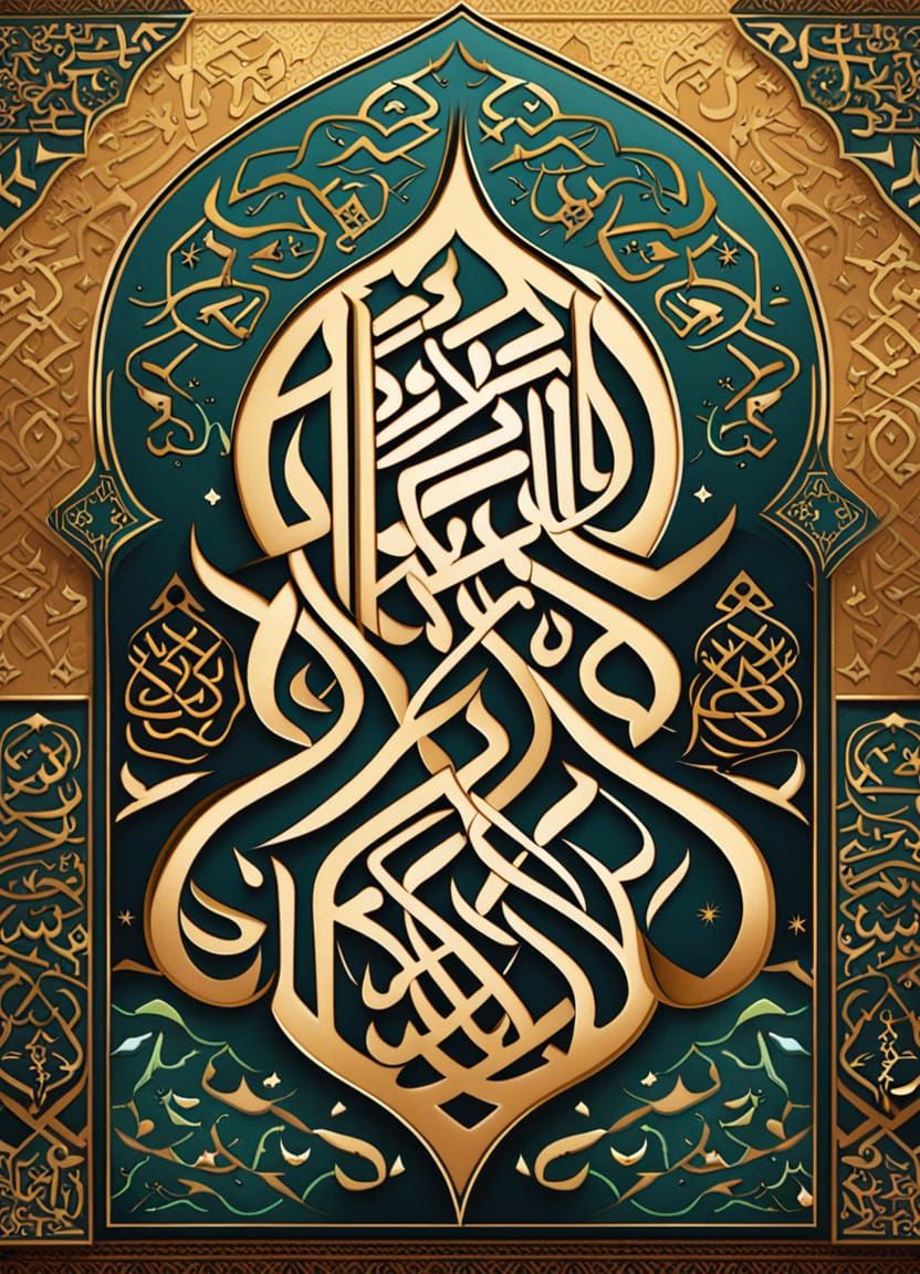 Elegant Islamic Calligraphy Front Cover Art