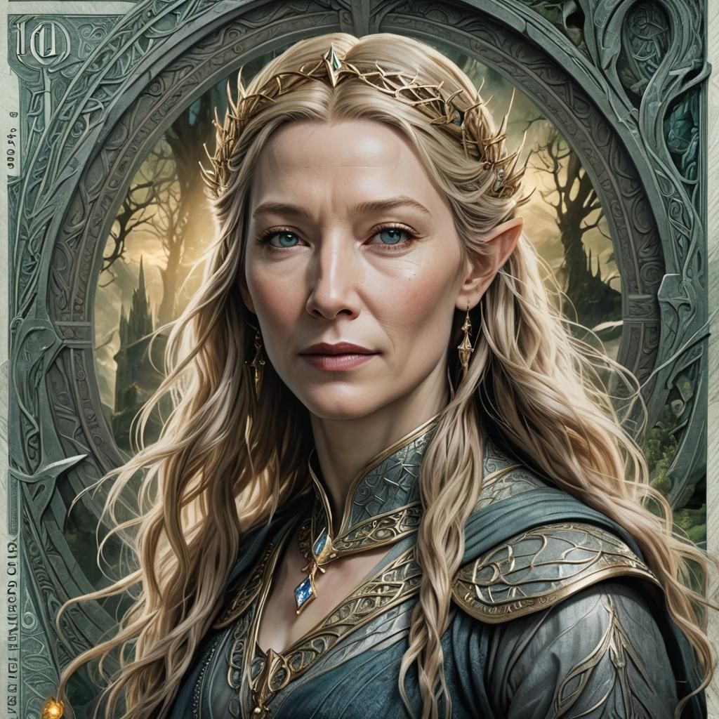 Galadriel Art Banknote in Detailed Matte Painting