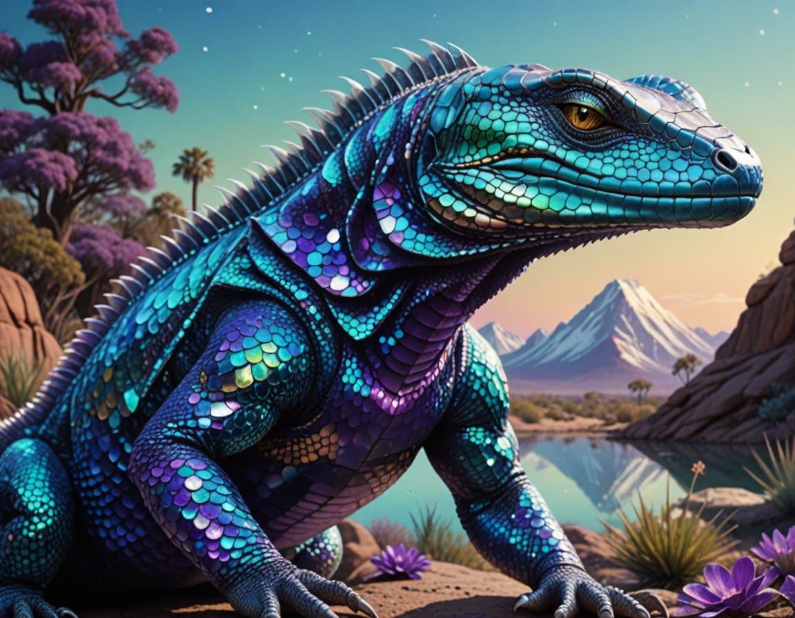 Iridescent Lizard Illuminates Alien Shores