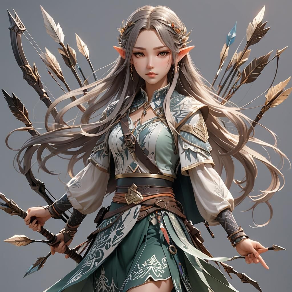 Tomboy Elf Girl in Anime 3D Style